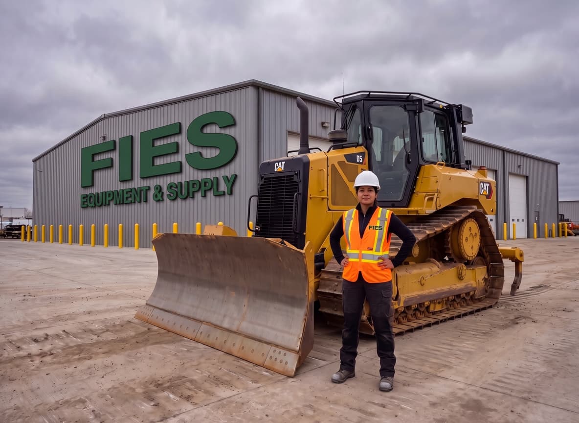 Priya Patel with CAT D6 Bulldozer